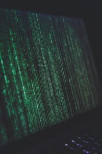 Binary code on a laptop